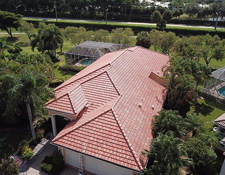 Aerial view of Florida home with tile roof